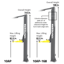 10AP 10,000‐lb. Capacity / Adaptable Clearfloor / Adjustable Width / Screw Pads